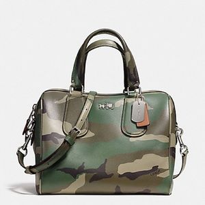 Coach Surrey Satchel in Camo Print CROSSGRAIN LEATHER